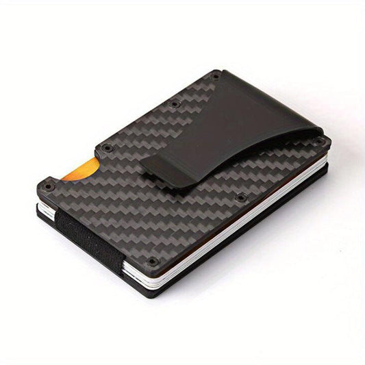 Men's Carbon Fiber Aluminum Card Holder RFID Blocking Money Clip