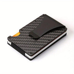 Men's Carbon Fiber Aluminum Card Holder RFID Blocking Money Clip