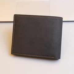 Men's Leather Short Wallet Bifold Multiple Card Slots Purse Large Capacity