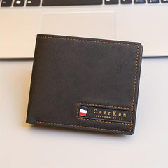 Men's Leather Short Wallet Bifold Multiple Card Slots Purse Large Capacity