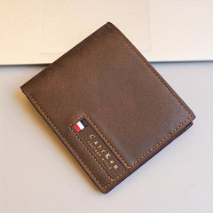 Men's Leather Short Wallet Bifold Multiple Card Slots Purse Large Capacity