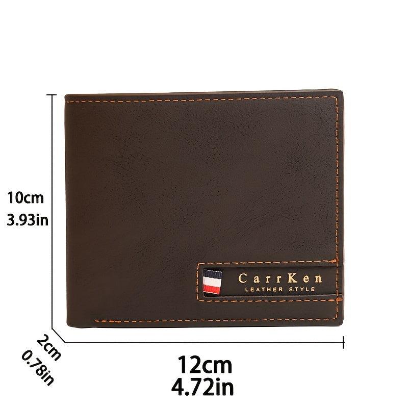 Men's Leather Short Wallet Bifold Multiple Card Slots Purse Large Capacity