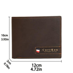 Men's Leather Short Wallet Bifold Multiple Card Slots Purse Large Capacity