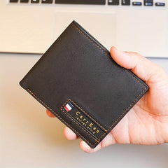 Men's Leather Short Wallet Bifold Multiple Card Slots Purse Large Capacity