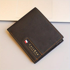 Men's Leather Short Wallet Bifold Multiple Card Slots Purse Large Capacity