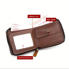 Men's Short Wallet Money Clip 6 Card Slots Business Retro Wallet