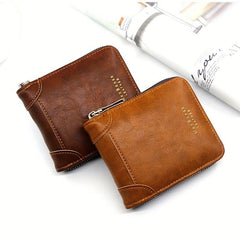 Men's Short Wallet Money Clip 6 Card Slots Business Retro Wallet