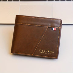 Men's Leather Short Wallet Money Clip Card Holder Purse