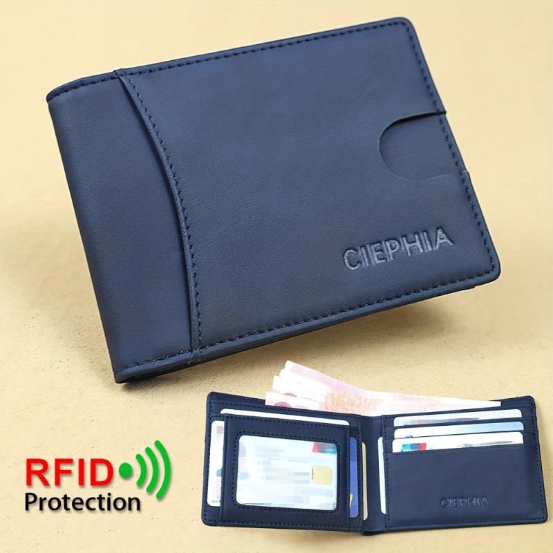 Men's RFID Anti-theft Ultra-Thin Wallet Brush Short Money Clip