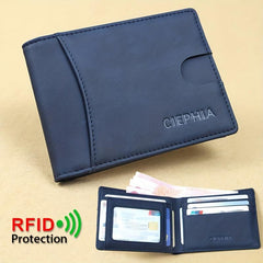 Men's RFID Anti-theft Ultra-Thin Wallet Brush Short Money Clip