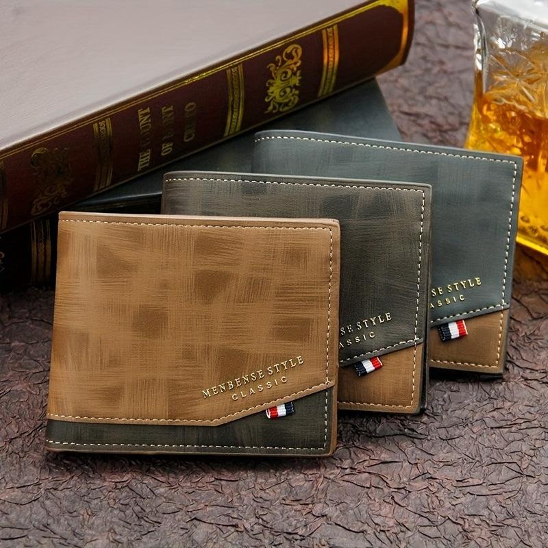 Men's Leather Short Wallet Money Clip Card Holder Bifold