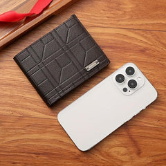 Men's PU Leather Short Thin Wallet Card Holder Large Capacity Horizontal Wallet