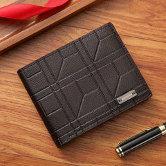 Men's PU Leather Short Thin Wallet Card Holder Large Capacity Horizontal Wallet