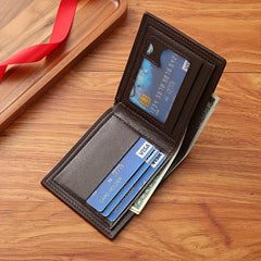 Men's PU Leather Short Thin Wallet Card Holder Large Capacity Horizontal Wallet