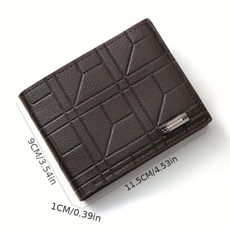 Men's PU Leather Short Thin Wallet Card Holder Large Capacity Horizontal Wallet