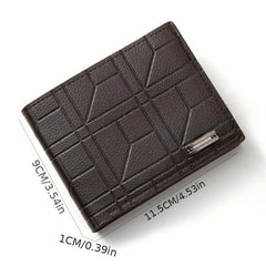 Men's PU Leather Short Thin Wallet Card Holder Large Capacity Horizontal Wallet