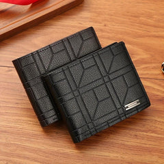 Men's PU Leather Short Thin Wallet Card Holder Large Capacity Horizontal Wallet