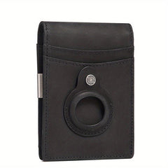 Men's RFID Leather Wallet with Airtag Holder Slim Design