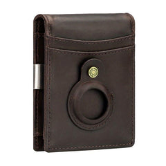 Men's RFID Leather Wallet with Airtag Holder Slim Design