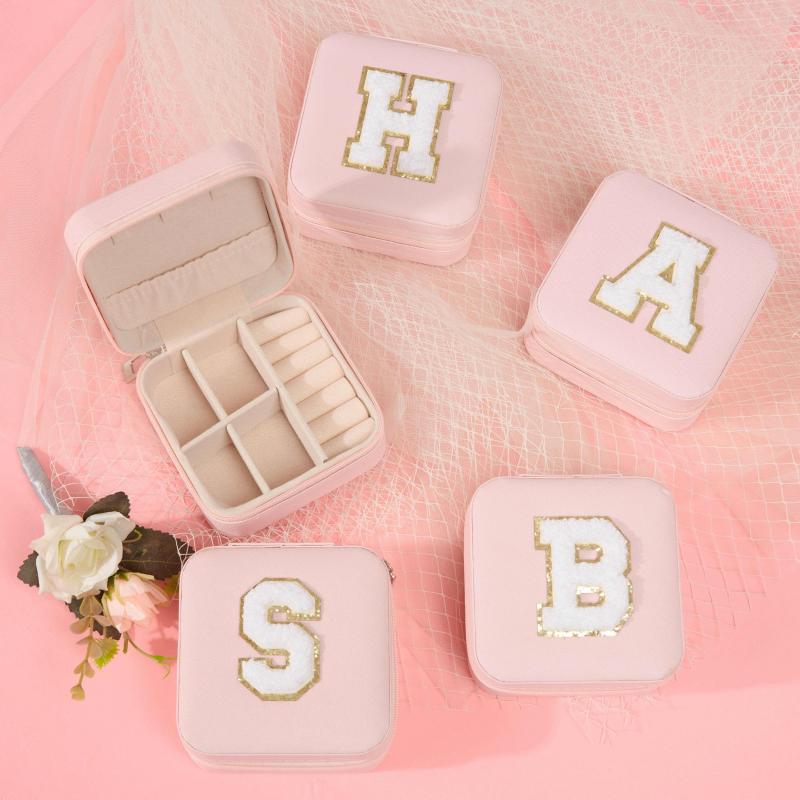 Sequin Mini Jewelry Box Pink Earrings Rings Neckline Storage Bag