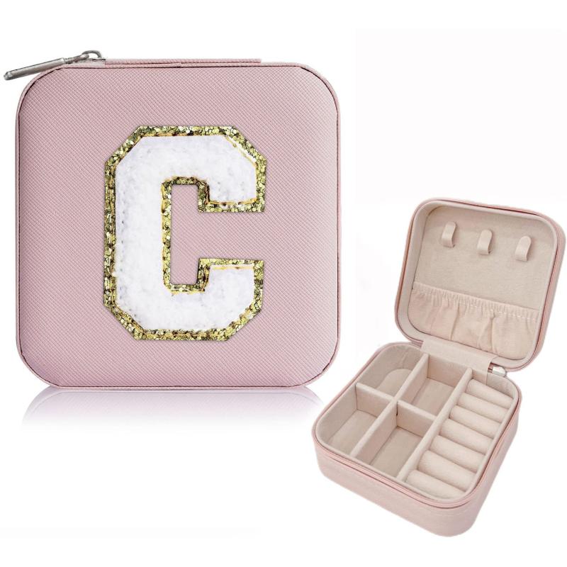 Sequin Mini Jewelry Box Pink Earrings Rings Neckline Storage Bag