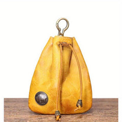 Vintage Leather Coin Purse Drawstring Mini Key Bag