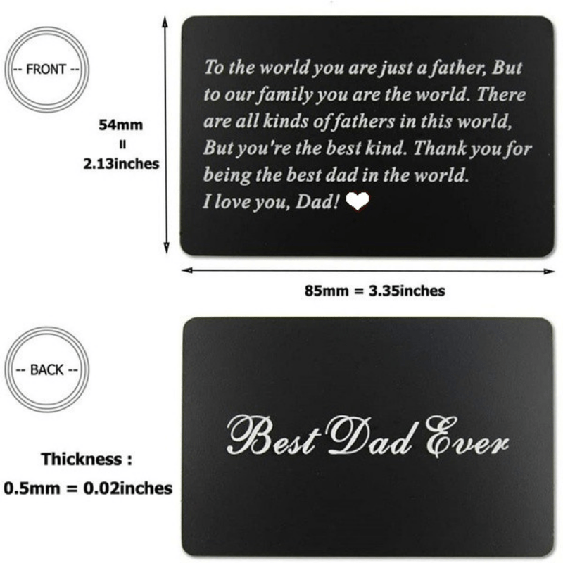 Engraved Love Note Wallet Insert Card For Dad