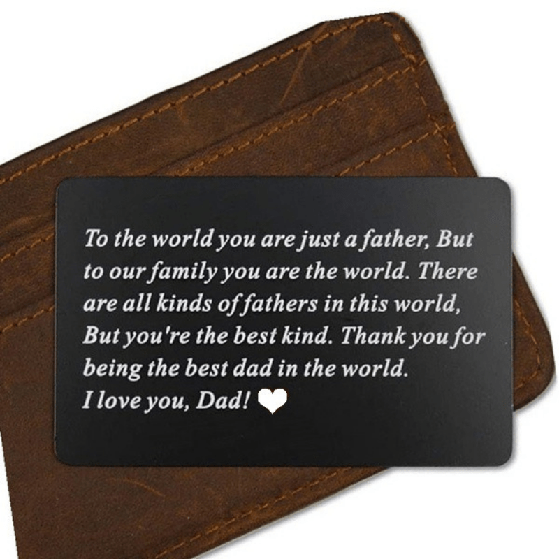 Engraved Love Note Wallet Insert Card For Dad