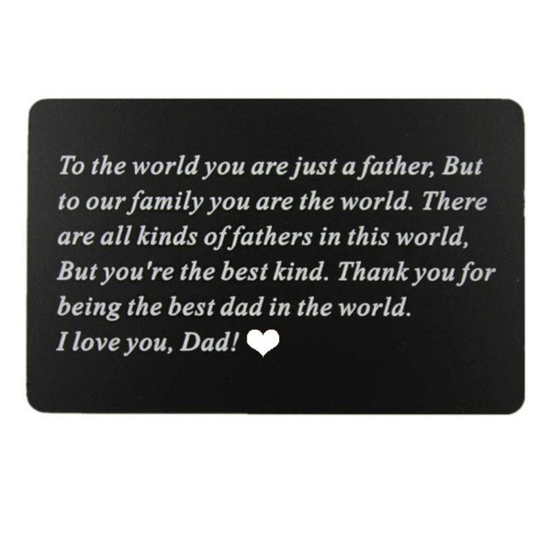 Engraved Love Note Wallet Insert Card For Dad
