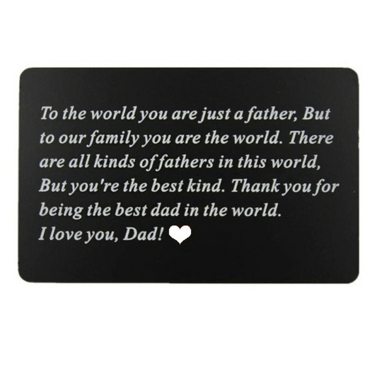 Engraved Love Note Wallet Insert Card For Dad