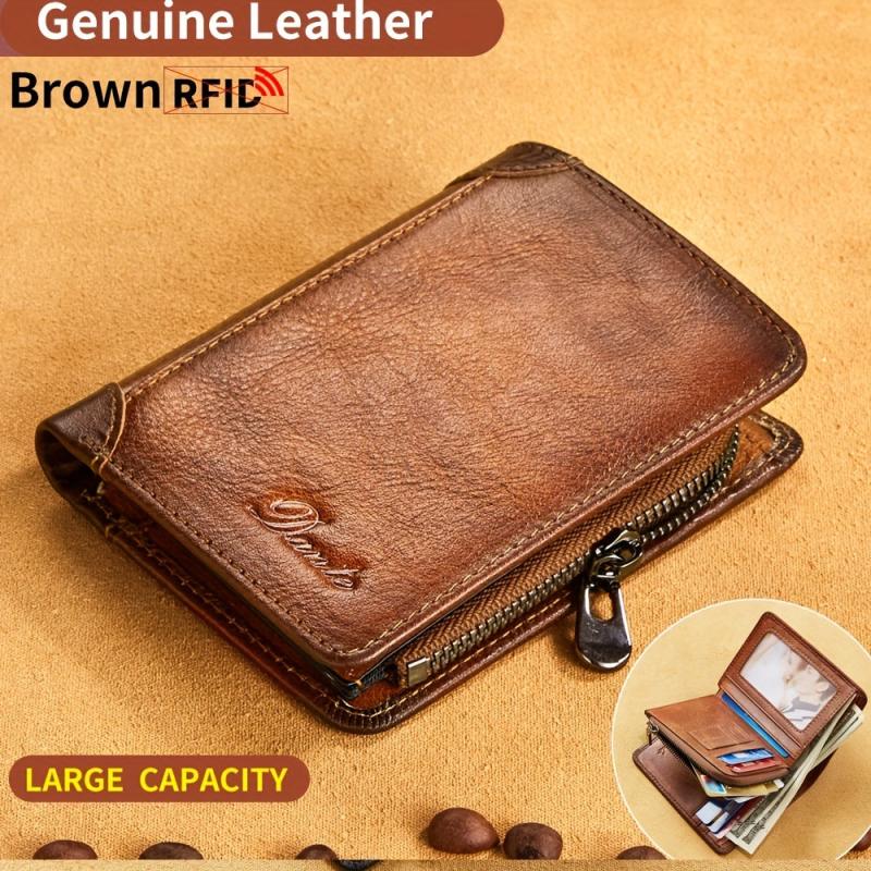 Men's Vintage Cowhide Wallet RFID Blocking Leather Wallet