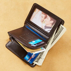 Men's Vintage Cowhide Wallet RFID Blocking Leather Wallet