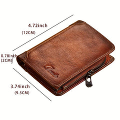 Men's Vintage Cowhide Wallet RFID Blocking Leather Wallet