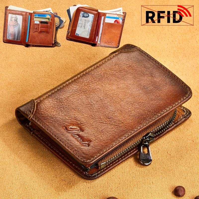 Men's Vintage Cowhide Wallet RFID Blocking Leather Wallet