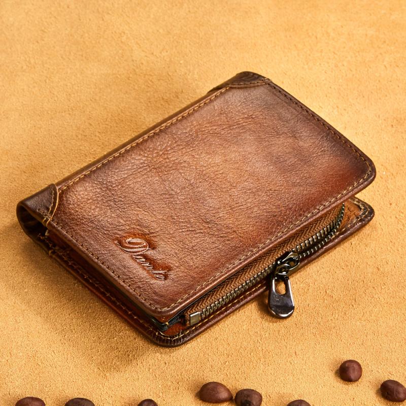 Men's Vintage Cowhide Wallet RFID Blocking Leather Wallet