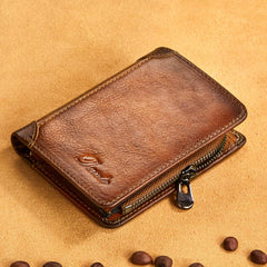 Men's Vintage Cowhide Wallet RFID Blocking Leather Wallet