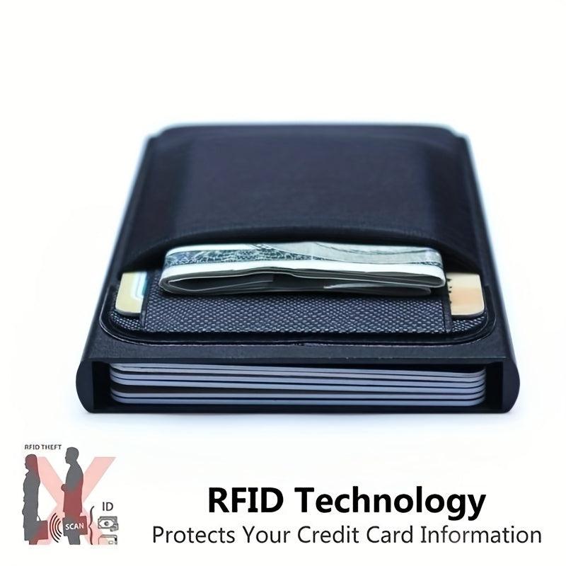 RFID Blocking Card Holder Metal Automatic Pop up Credit Card Holder Money Clip