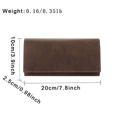 Men's Leather Long Wallet Card Holder Vintage Crazy Horse Leather