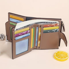 Men's Business Leather Wallet with Zipper Coin Purse