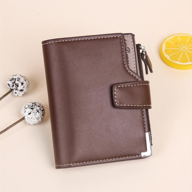 Men's Business Leather Wallet with Zipper Coin Purse