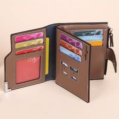 Men's Business Leather Wallet with Zipper Coin Purse