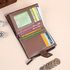 Men's Business Leather Wallet with Zipper Coin Purse