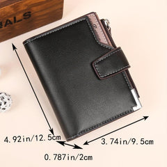 Men's Business Leather Wallet with Zipper Coin Purse