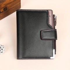 Men's Business Leather Wallet with Zipper Coin Purse