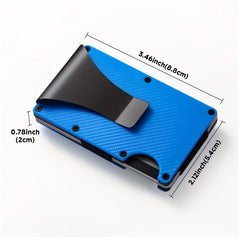 Gray Carbon Fiber Card Holder Anti-theft Brush Wallet Metal Thin