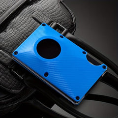 Gray Carbon Fiber Card Holder Anti-theft Brush Wallet Metal Thin