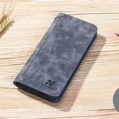 Men's Vintage PU Leather Wallet Long Coin Pocket Billetera Hombre