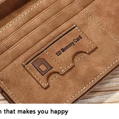 Men's Vintage PU Leather Wallet Long Coin Pocket Billetera Hombre