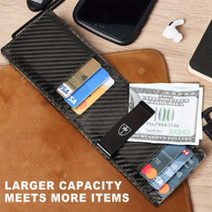 Slim RFID Blocking Leather Wallet Front Pocket Carbon Fiber