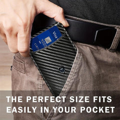 Slim RFID Blocking Leather Wallet Front Pocket Carbon Fiber